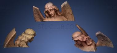 3D модель Кладбищенская скульптура голова и крылья (STL)