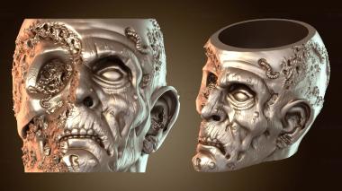 3D модель Миска-череп, мох (STL)