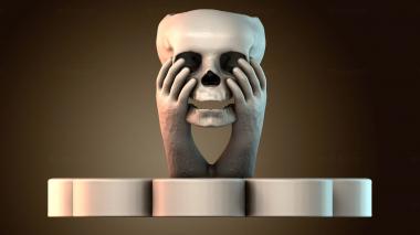 3D модель Подсвечник в форме черепа в руке (STL)