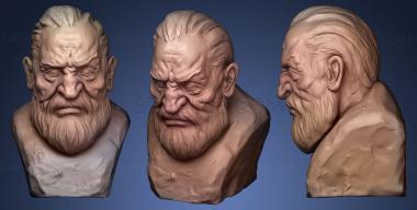 3D model old man with his eyes closed (STL)