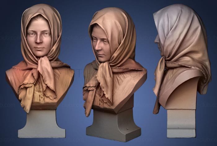 3D мадэль Войцех Бжега, женщина в платке (STL)