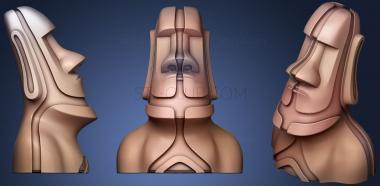 3D model Easter Island Moai  Dual Extrusion Style (STL)