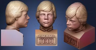 3D model Jedi Luke Skywalker Bust (With Base) (STL)