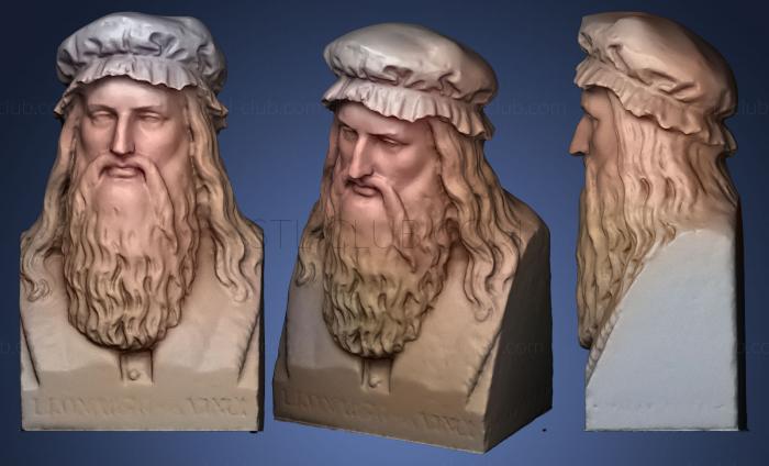 3D модель Леонардо да Винчи в шляпе (STL)