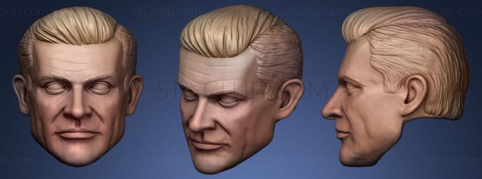 3D model Sean Connery young Bond era action figure head (STL)