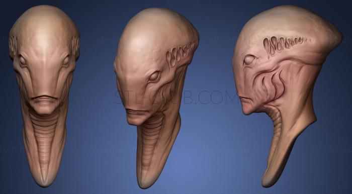 3D модель Голова существа длинная голова (STL)