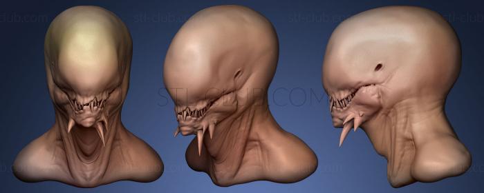 3D model Creature Head with clays (STL)