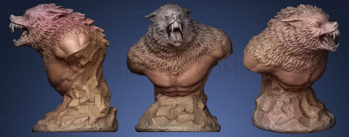 Lycaon Werewolf Miniature Bust for 3d ing