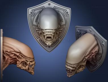 3D model Alien Head Trophy Wall Mount #2 (STL)