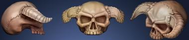 3D мадэль Череп демона (V2) с отдельной челюстью и впадиной (STL)