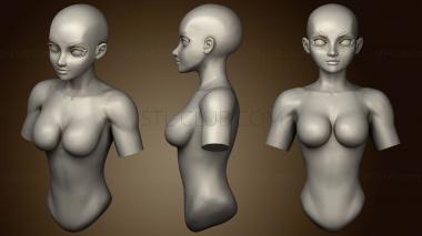 3D модель Женский мультяшный бюст и голова (STL)