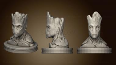 3D model Groot on round plate (STL)