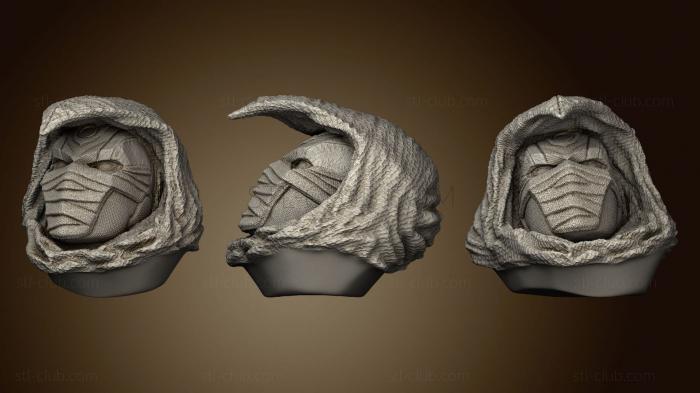 3D мадэль Капюшон с бюстом Лунного рыцаря и Маска номер один (STL)