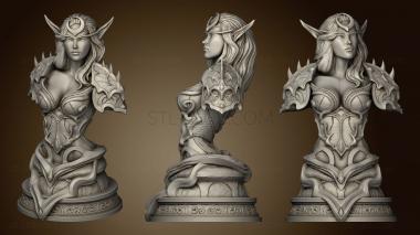 3D model Night Elf Hunter Bust (STL)