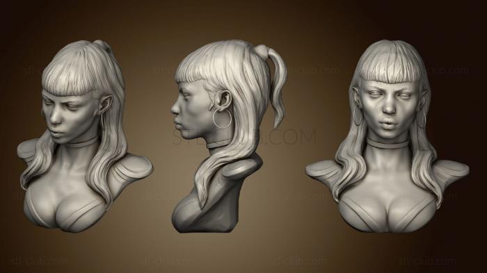 3D model warrior girl bust (STL)