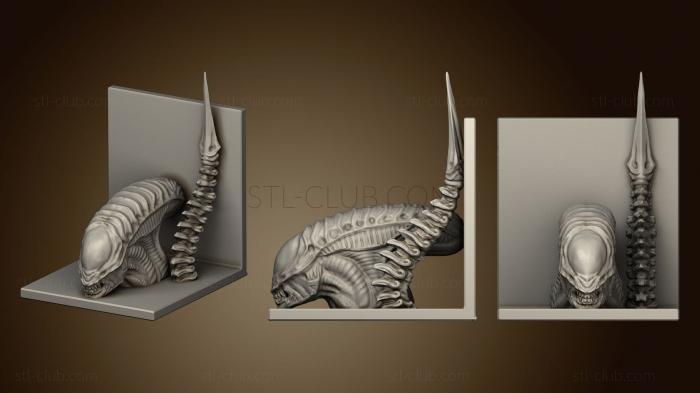 3D модель Подставки для книг с инопланетными ксеноморфами (слева и справа) (STL)