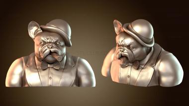 3D модель Джентльмен, французский бульдог, котелок и сигара (STL)