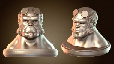 3D мадэль Бюст Джеффри Хеллбоя с двойной экструзией, волосы, глаза (STL)