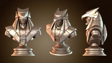 3D мадэль Мумии Живые Джа Кал Бюст и Нефертина Назад Орел (STL)