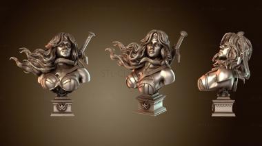 3D модель Выставленный портрет бюста Чудо-женщины в стиле Красного Сына (STL)