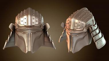 3D модель Шлем самурая-мандалорца с задними ремешками (STL)