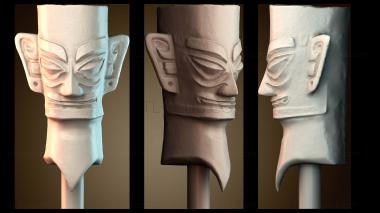 3D модель Бронзовая голова Сансиндуй в Музее естественных наук Хьюстона, США (STL)
