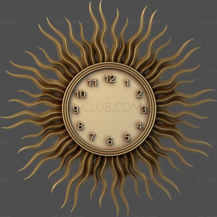 Часы 3d stl модель корпуса часов, солнце
