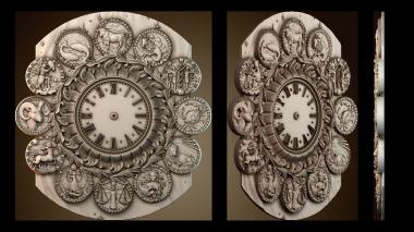 3D модель Часы показывают двенадцать знаков зодиака. (STL)