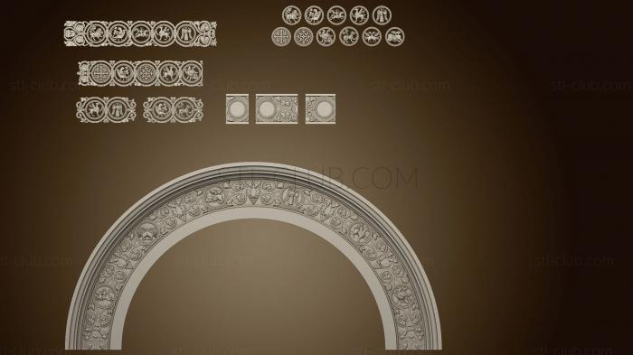 Arch and set of decors byzantine ornament