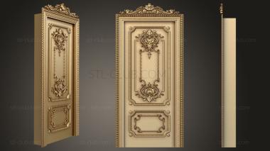 3D model Classical carved door with trim and crown panels (STL)