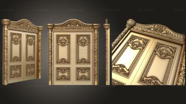 3D model Chic double door with a crown and architraves in a classic style (STL)