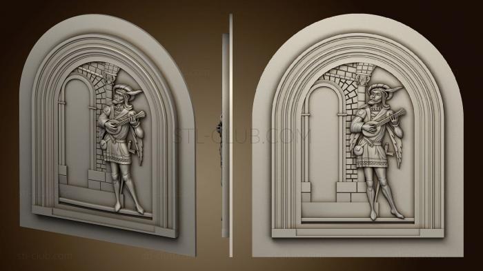 3D мадэль Дверь фасадная со старинным музыкантом (STL)