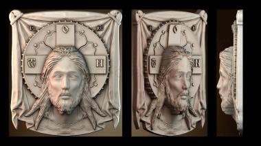 3D модель Иисус на плащанице за 9 и художественная резьба по дереву (STL)