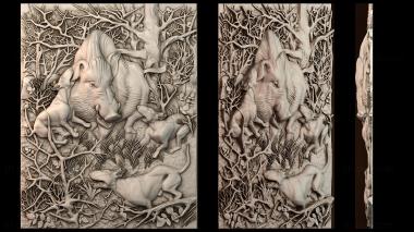 3D модель Панель Охота на кабана (STL)