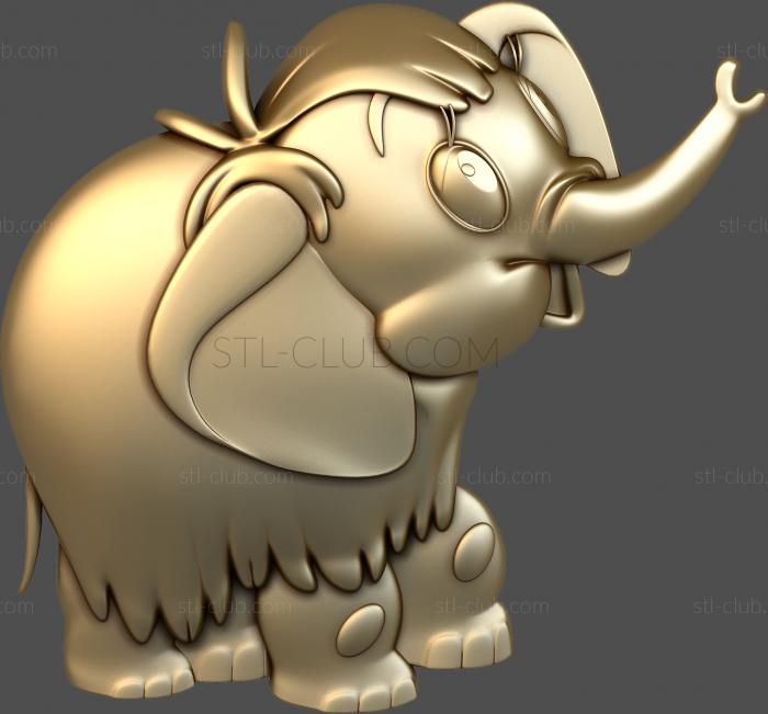 Stl model for children, cartoon mammoth