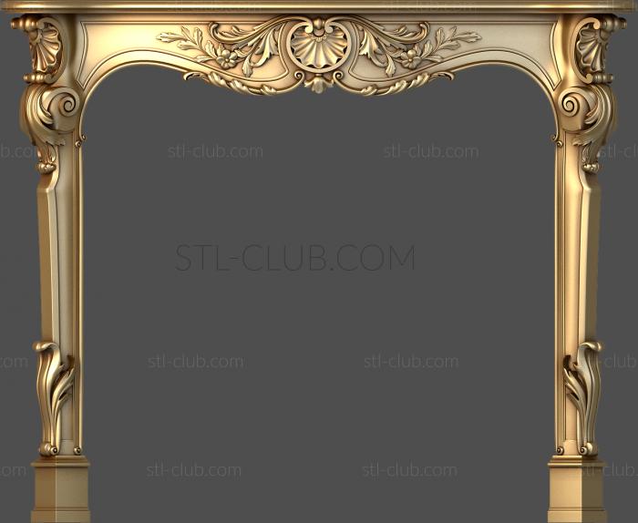 Carved fireplace decor, 3d stl model for cnc