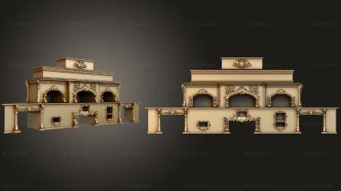 3D model Fireplace with several fire compartments framed by decors (STL)