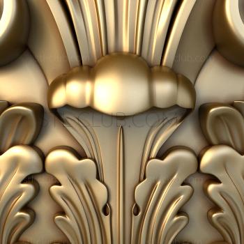 3D мадэль Капитель с растительными завитками и центральным цветком (STL)