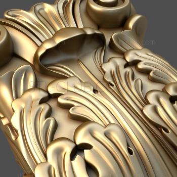 3D мадэль Капитель с растительными завитками и центральным цветком (STL)