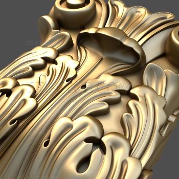 3D мадэль Капитель с растительными завитками и центральным цветком (STL)