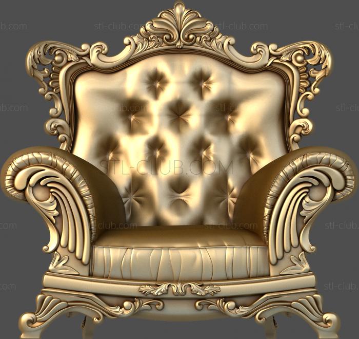 3d stl model of the chair body, file for cnc