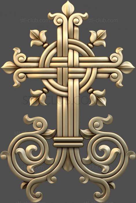 Cross with decoration, 3d stl model