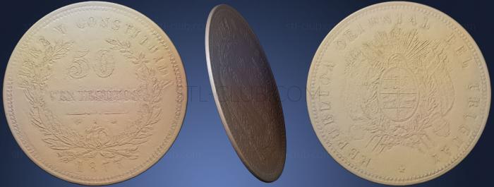 Монеты Серебряная монета Уругвая 1877 года