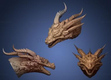 3D мадэль Скульптура головы Дракона 02 (STL)