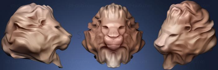 Lion head bust statue