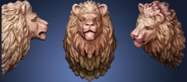 3D model Lion Head With Mane Plaque (STL)