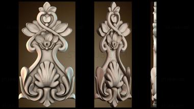 3D модель центральный элемент декора узор с заостренными бутонами (STL)