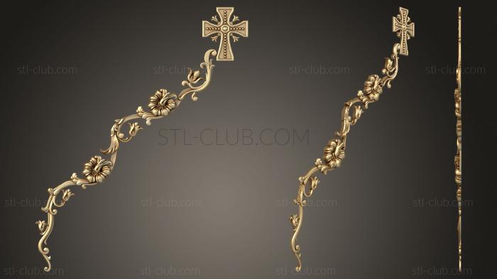 3D model Carving with a cross and flowers on the side of the icon case (STL)