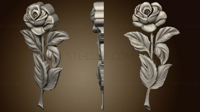 3D мадэль Роза со стеблем и листьями (STL)