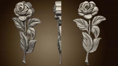 3D model Rose with stem and leaves (STL)